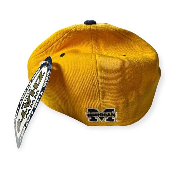 Michigan Wolverines Fitted Hat Zephyr Wool Blend Yellow 7 5/8 Vintage 90s - Picture 4 of 7